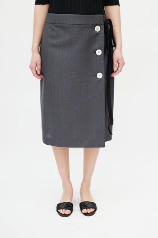 Prada Grey Wool Wrap Skirt