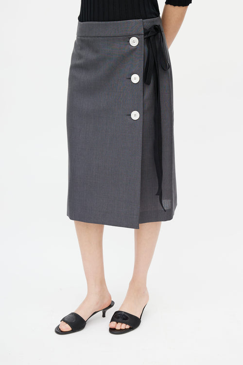 Prada Grey Wool Wrap Skirt