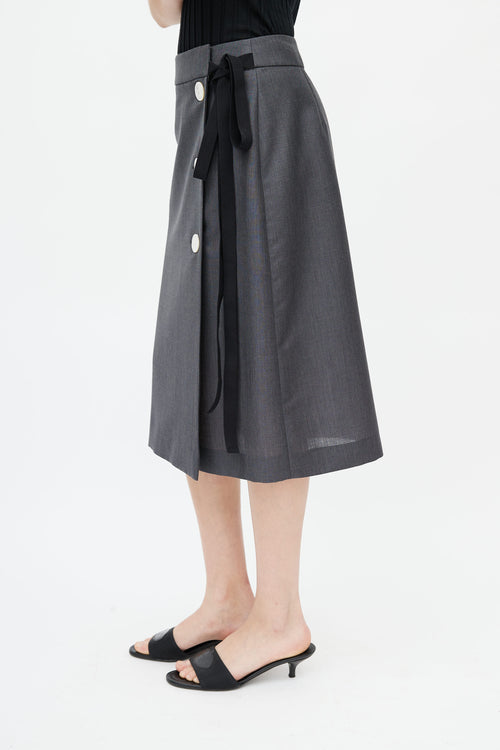 Prada Grey Wool Wrap Skirt