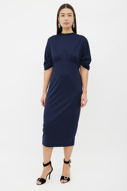 Prada Navy Pleated Tunic Dress