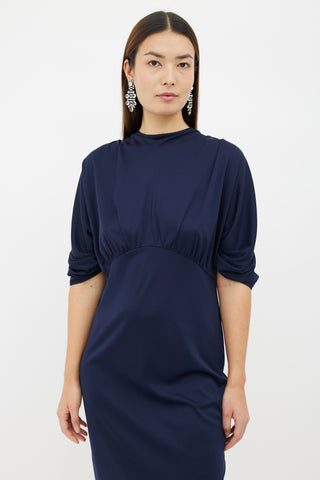 Prada Navy Pleated Tunic Dress