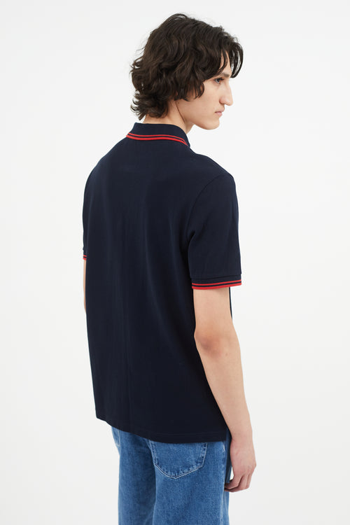 Prada Navy 
Red Emrboidered Polo