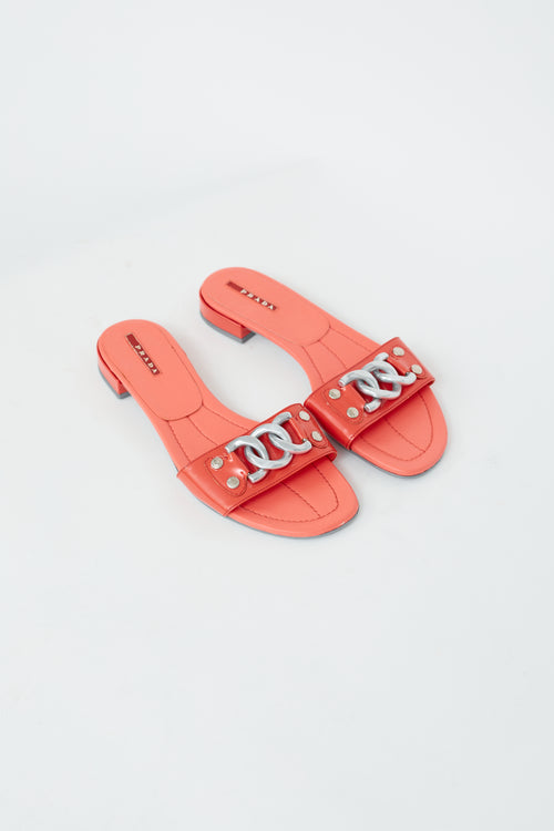 Prada Pink Patent Chain Strap Slide