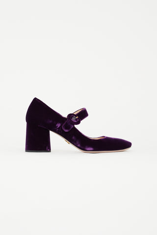 Prada Purple Velvet Mary Jane Pump