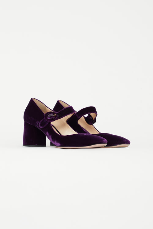 Prada Purple Velvet Mary Jane Pump