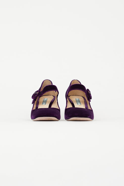 Prada Purple Velvet Mary Jane Pump