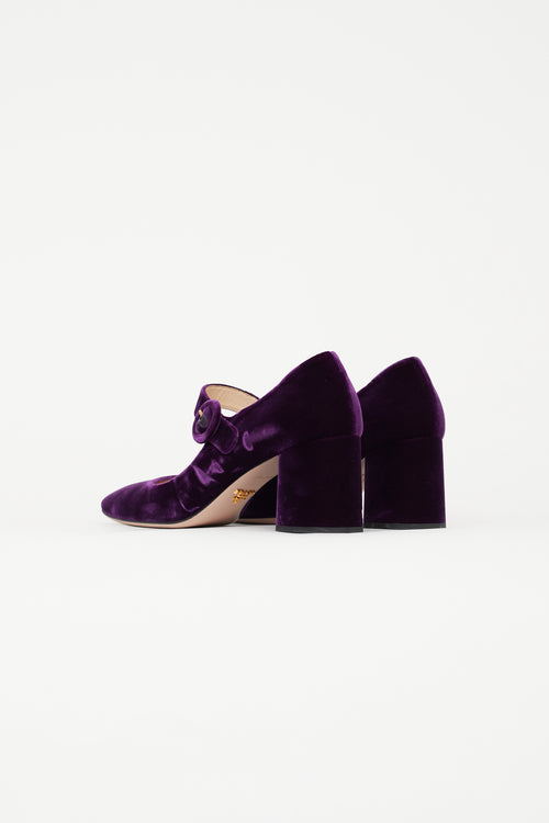 Prada Purple Velvet Mary Jane Pump