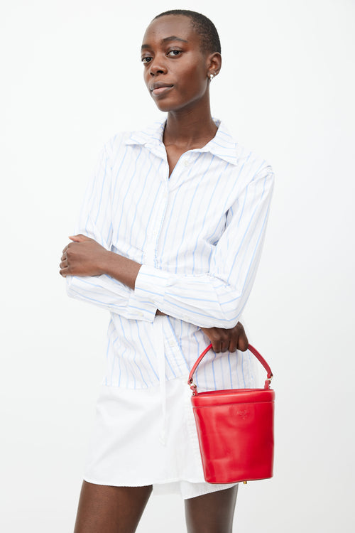 Prada Red Leather Bucket Shoulder Bag