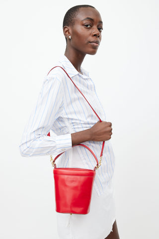 Prada Red Leather Bucket Shoulder Bag