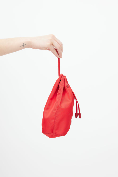 Prada Red Tessuto Nylon Drawstring Pouch