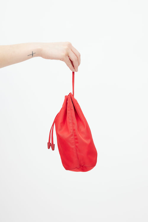 Prada Red Tessuto Nylon Drawstring Pouch