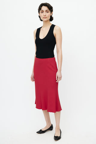 Prada Red Crepe Slip Skirt