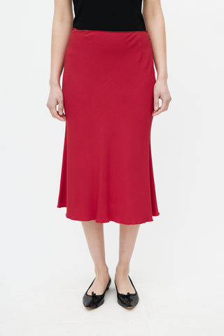 Prada Red Crepe Slip Skirt