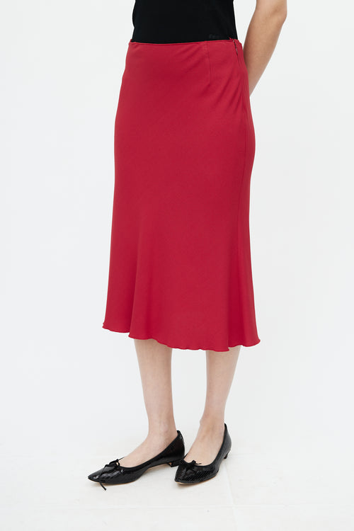 Prada Red Crepe Slip Skirt