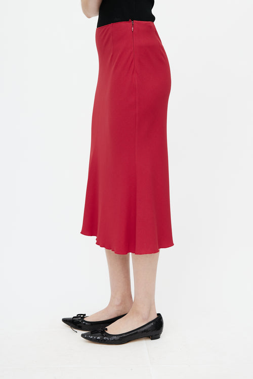 Prada Red Crepe Slip Skirt