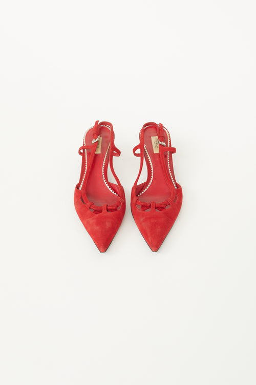 Prada Red Suede Slingback Low Heel