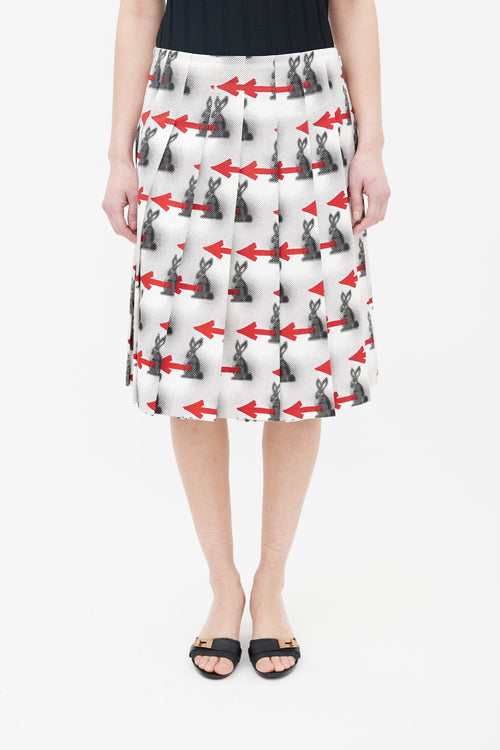 Prada Resort 2016 White Pop Art Print Pleated Skirt