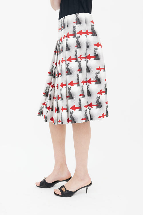 Prada Resort 2016 White Pop Art Print Pleated Skirt