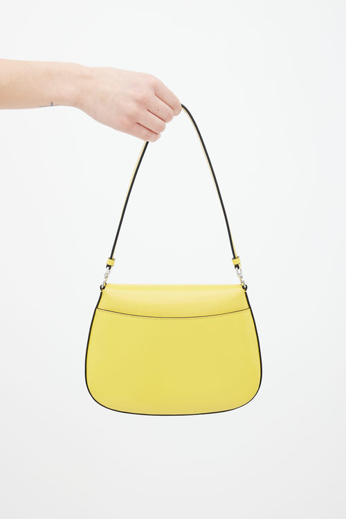 Prada Yellow Cleo Brushed Leather Shoulder Bag