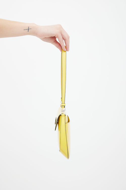 Prada Yellow Cleo Brushed Leather Shoulder Bag