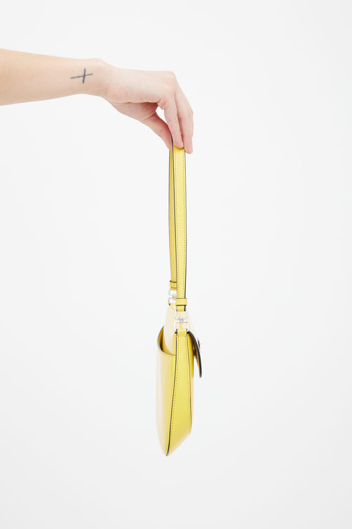 Prada Yellow Cleo Brushed Leather Shoulder Bag