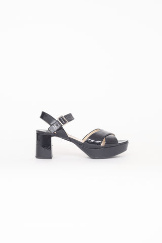 Prada Black Patent Block Heel Pumps