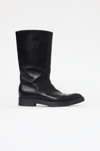 Prada Black Leather Riding Boot