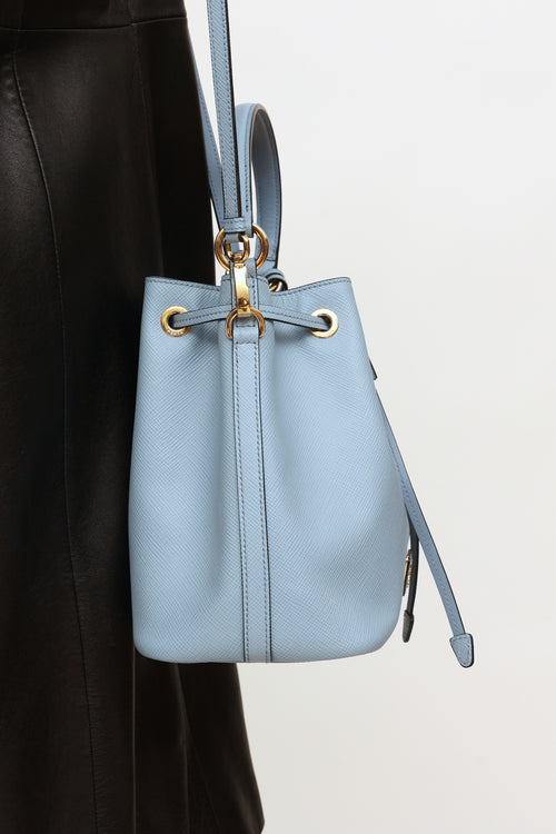 Prada Light Blue Saffiano Bucket Bag