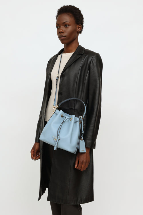 Prada Light Blue Saffiano Bucket Bag