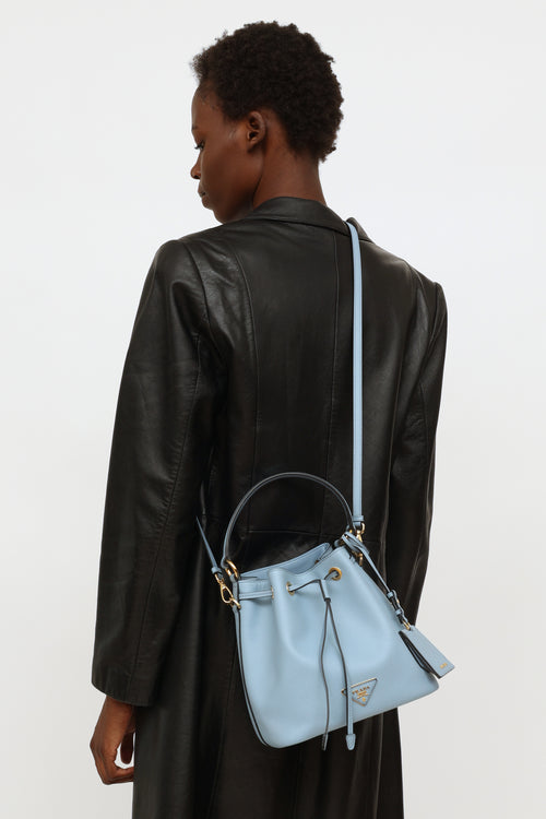 Prada Light Blue Saffiano Bucket Bag