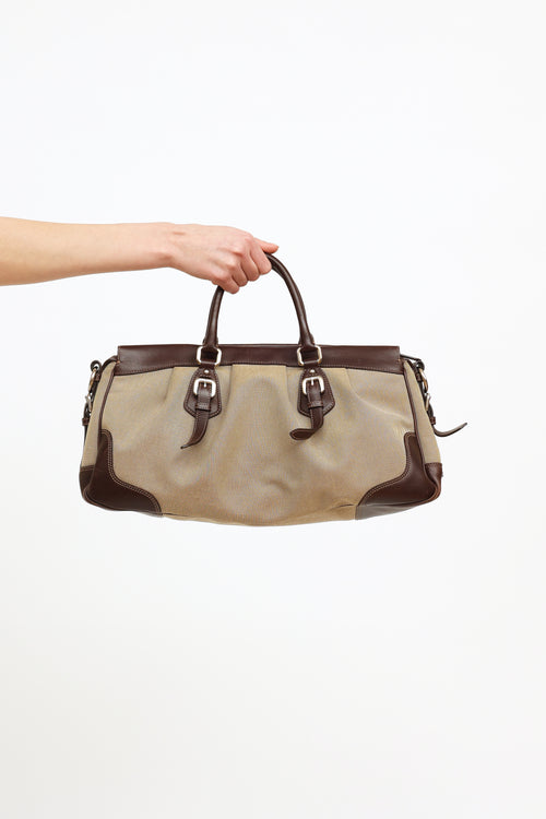 Prada Beige 
Brown Canapas Logo Satchel