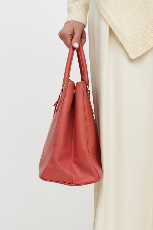 Prada Pink Saffiano Leather Double Zip Galleria Bag