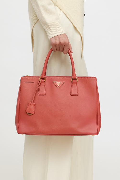 Prada Pink Saffiano Leather Double Zip Galleria Bag