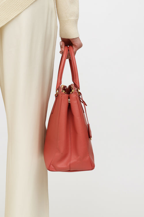 Prada Pink Saffiano Leather Double Zip Galleria Bag