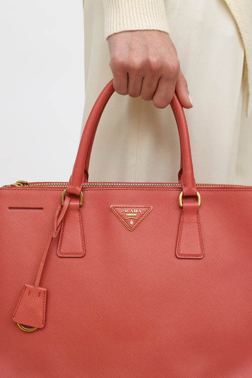 Prada Pink Saffiano Leather Double Zip Galleria Bag