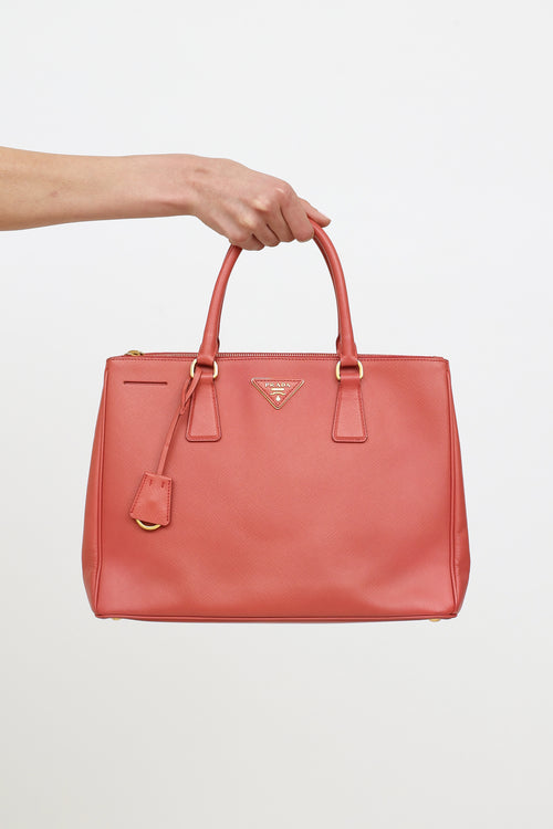 Prada Pink Saffiano Leather Double Zip Galleria Bag