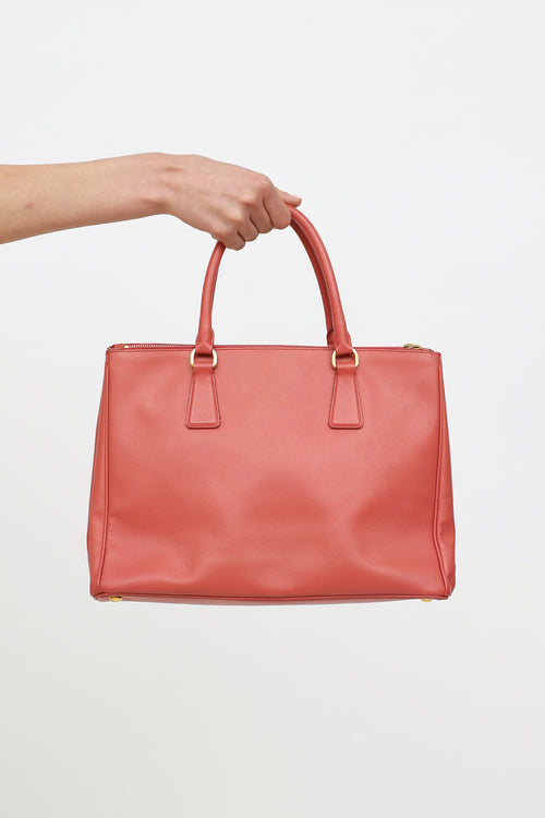 Prada Pink Saffiano Leather Double Zip Galleria Bag