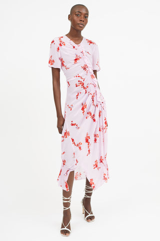 Preen Line Pink 
Red Smock Ruffled  Dress