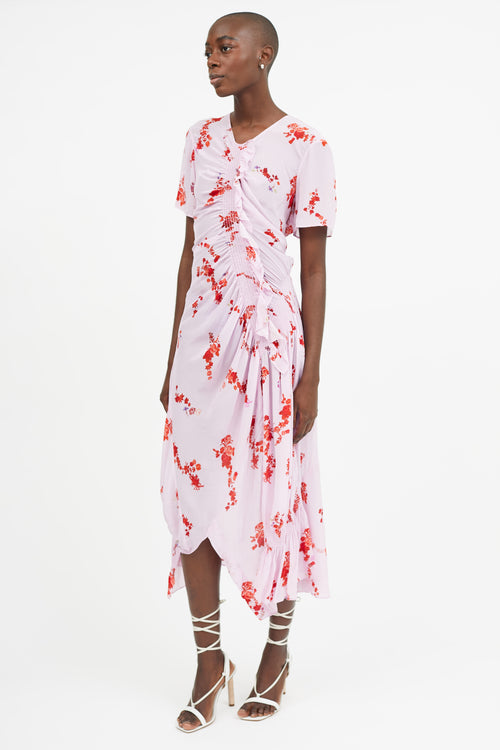 Preen Line Pink 
Red Smock Ruffled  Dress