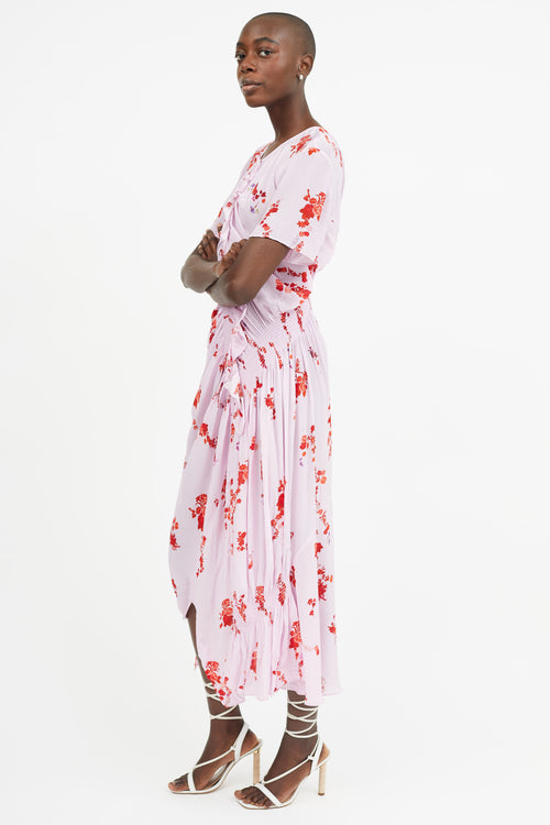 Preen Line Pink 
Red Smock Ruffled  Dress