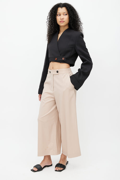 Proenza Schouler Beige Wool Wide Leg Trouser