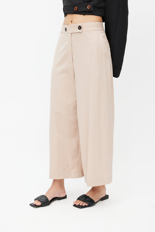 Proenza Schouler Beige Wool Wide Leg Trouser