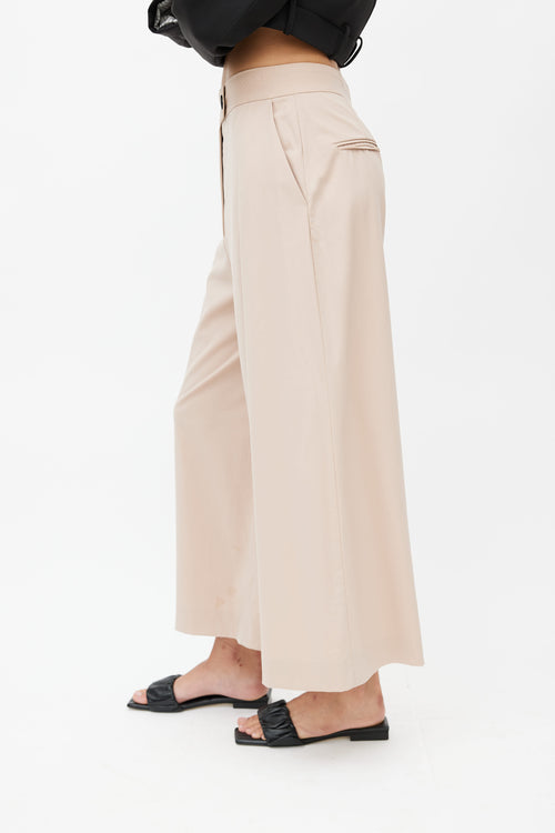 Proenza Schouler Beige Wool Wide Leg Trouser