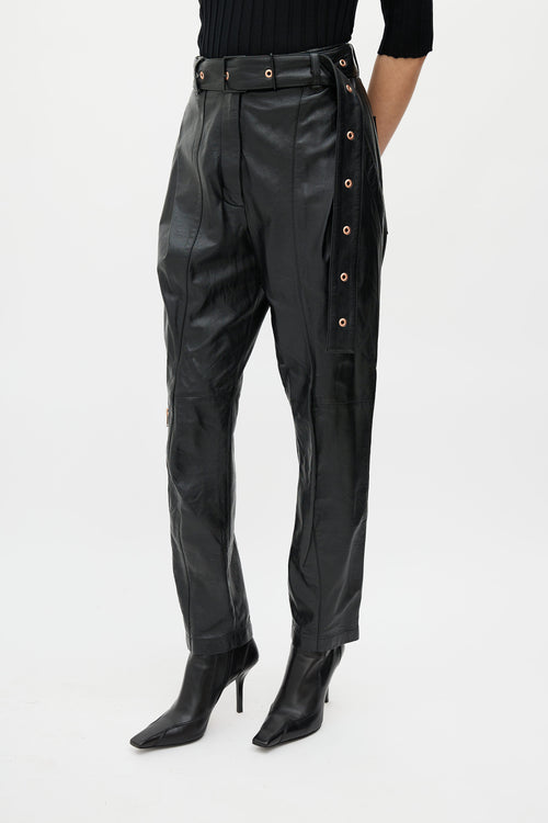 Proenza Schouler Black Leather Belted Pant