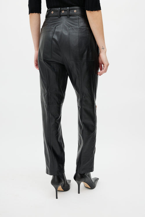 Proenza Schouler Black Leather Belted Pant