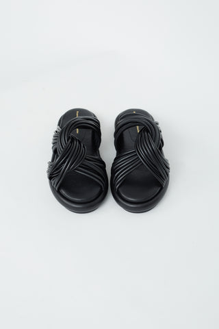 Proenza Schouler Black Leather Rope Knot Slide