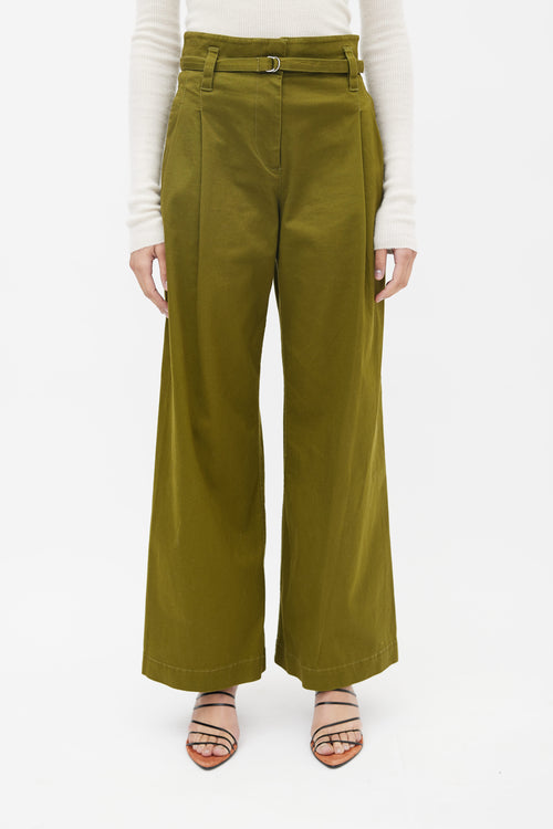 Proenza Schouler Green Wide Leg Belted Trouser