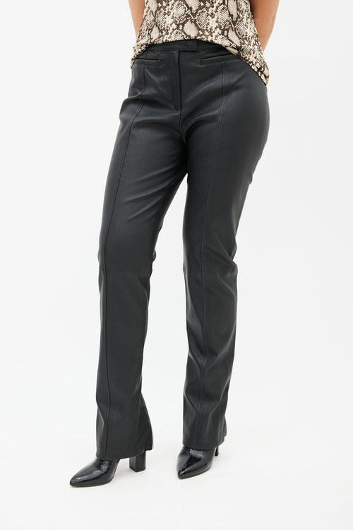 Proenza Schouler Black Leather Skinny Zip Pant