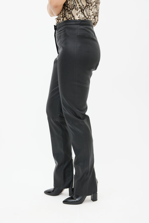 Proenza Schouler Black Leather Skinny Zip Pant