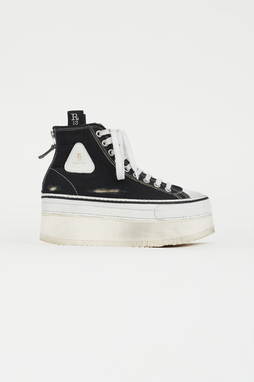 R13 Black Canvas Courtney Platform Sneaker